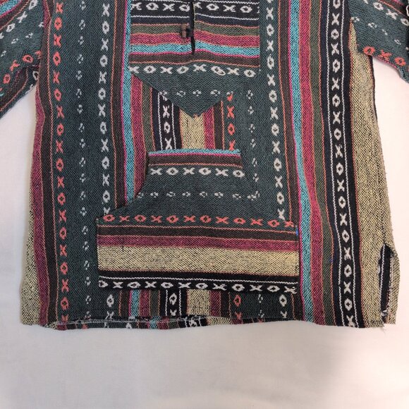 Vintage Green Baja-Style Woven Hoodie Pullover XL (Women) - Picture 6 of 8